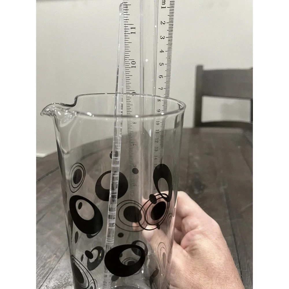 Retro Black‎ Circles Martini Pitcher With Stir Stick Polka Dots Barware